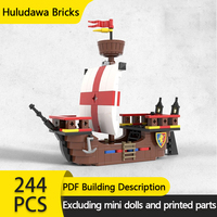 Medieval Military Boats Model MOC Building Bricks A Castle Ship Modular Technology Gifts Holiday Assemble Children Toys Suit