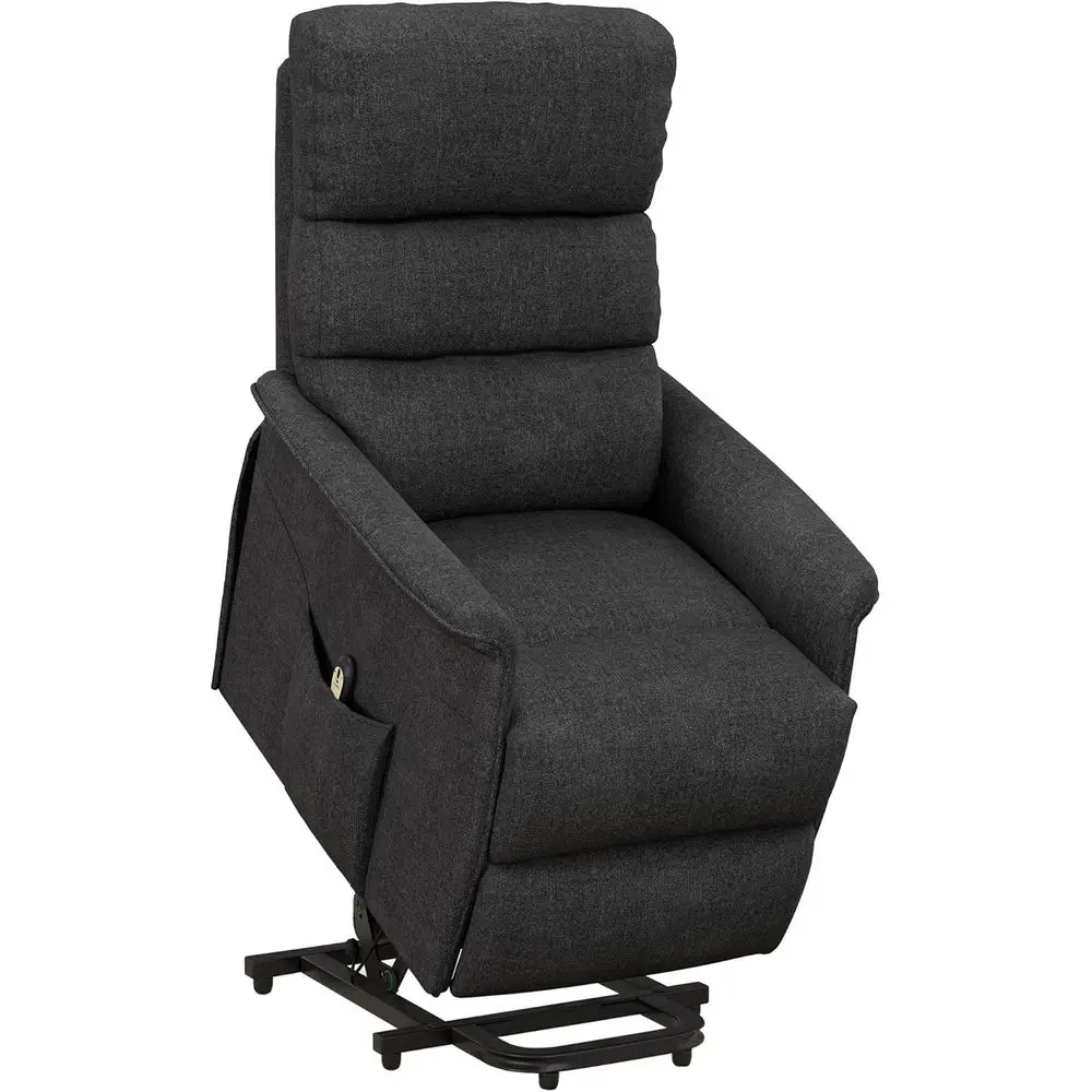 

Black Fabric Power Lift Recliner with Side Pockets for Elderly, Easy Assembly, Remote Control Included