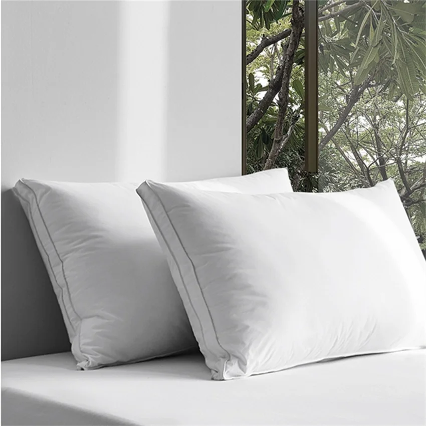 1PC 100% White Goose Feather Pillow Luxury Bed Pillow for Sleeping Neck Support Protection for Back Stomach And Side Sleepers