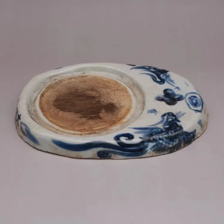 Chinese Blue and White Porcelain Inkstone Inkslab Ming Phoenix Pattern 7.1 inch
