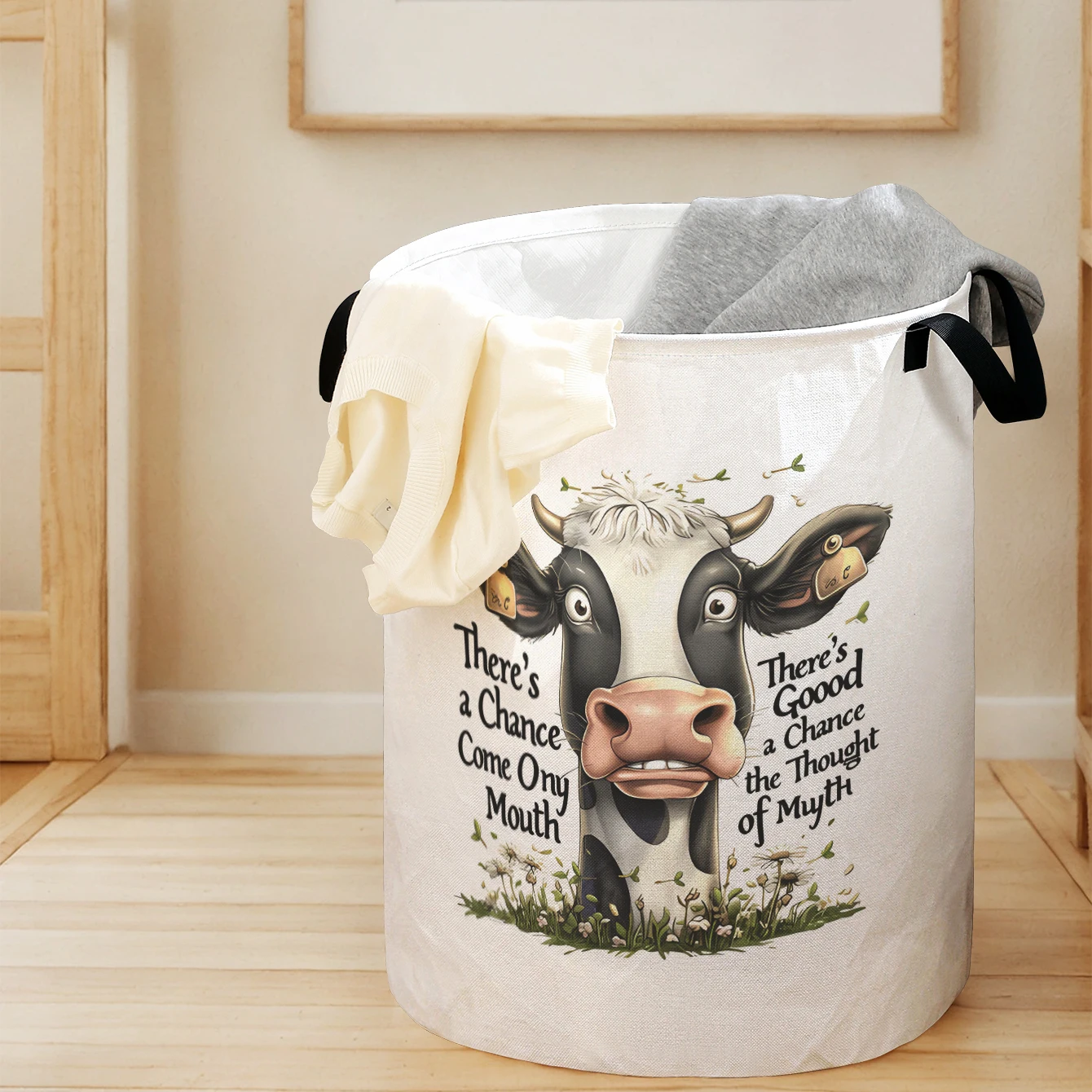 Cubo de Almacenamiento Plegable con Diseño de Vaca de Dibujos Animados, Gran Capacidad, para Juguetes y Ropa de Niños, Baño y Hogar