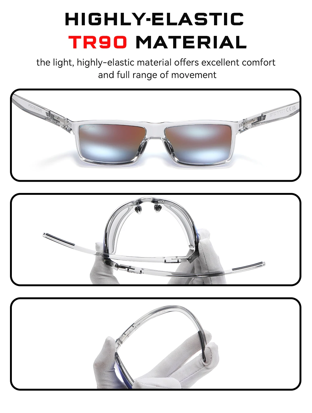 KDEAM Übergroße Herren-Sonnenbrille, polarisiert, TR90, große Sonnenbrille, Breite 160 mm, Schutzhülle im Lieferumfang enthalten, KD0737 MAX – Detail 1