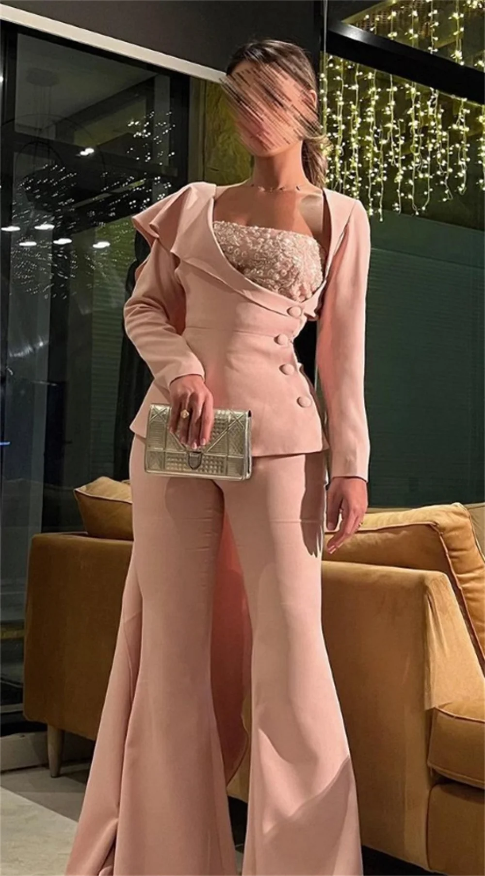 Abiti da ballo moda guaina quadrata paillettes Chiffon occasione abito da sera abiti femininos elegantes para casamento fucheccel202020