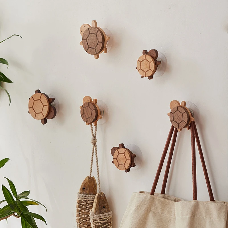 1/4pcs Walnut Solid Wood Hooks Self Adhesive Key Clothes Bag Hanger Hook Household Decor Hook for Robe Coat Towel Organizer Hook