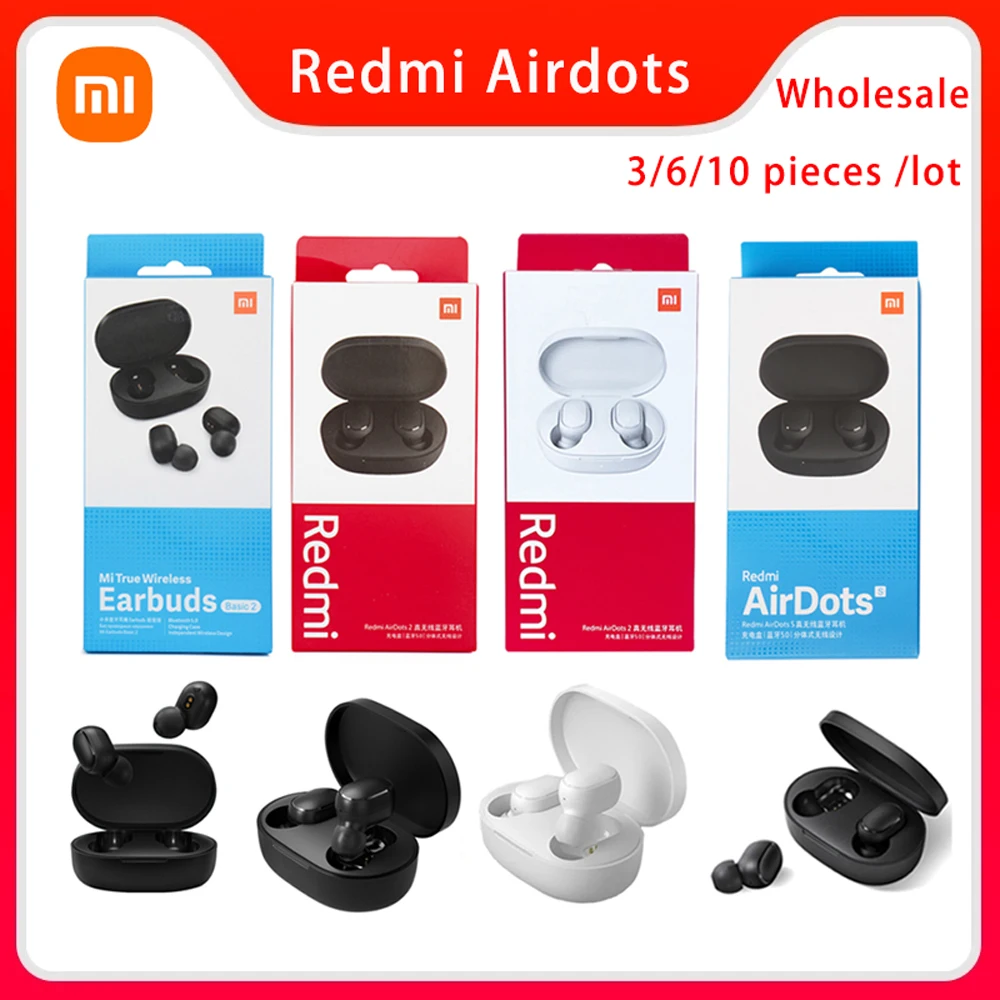 3/6/10 Pieces Xiaomi Redmi AirDots 2 Wireless Headphones Bluetooth 5.0 True Wireless Stereo Earphones With Charging Case