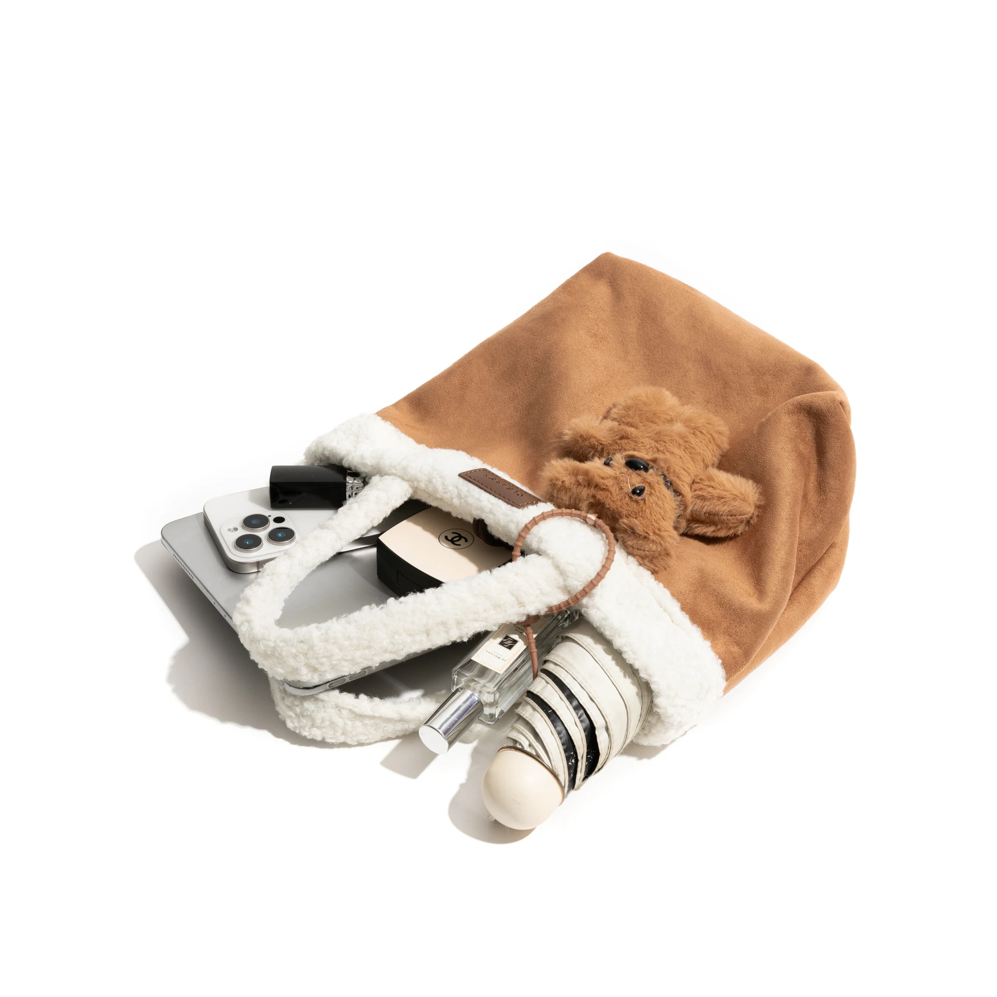 MABULA Retro Handbag Large Capacity Lamb Wool Bucket Bag Japanese Style Vintage Tote Bag For Women Luxury Designer Handbags image 5