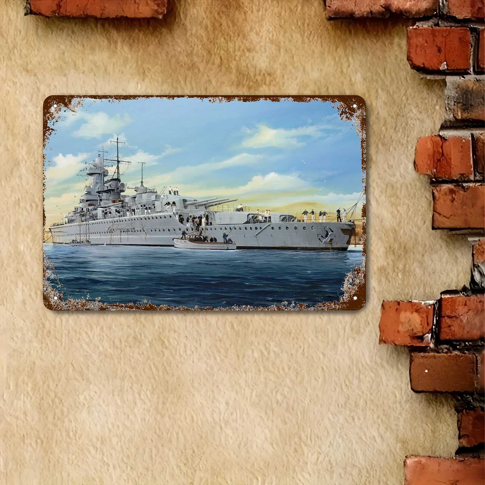 CIFBUY Retro Naval Admiral Graf Spee Metal Sign Vintage WWII Tin Plaque Waterproof Durable Aluminum Wall Art Home Office Decor