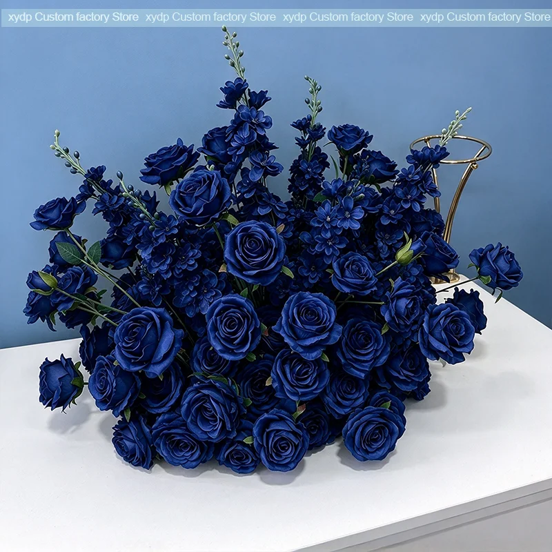 Künstliche Blumenarrangements aus Burgunderrosen und Delphinien, Tischdekoration für Hochzeiten, Blumenball, Blumenstrauß für Partys, Heimdekoration, Requisiten – Detail 2