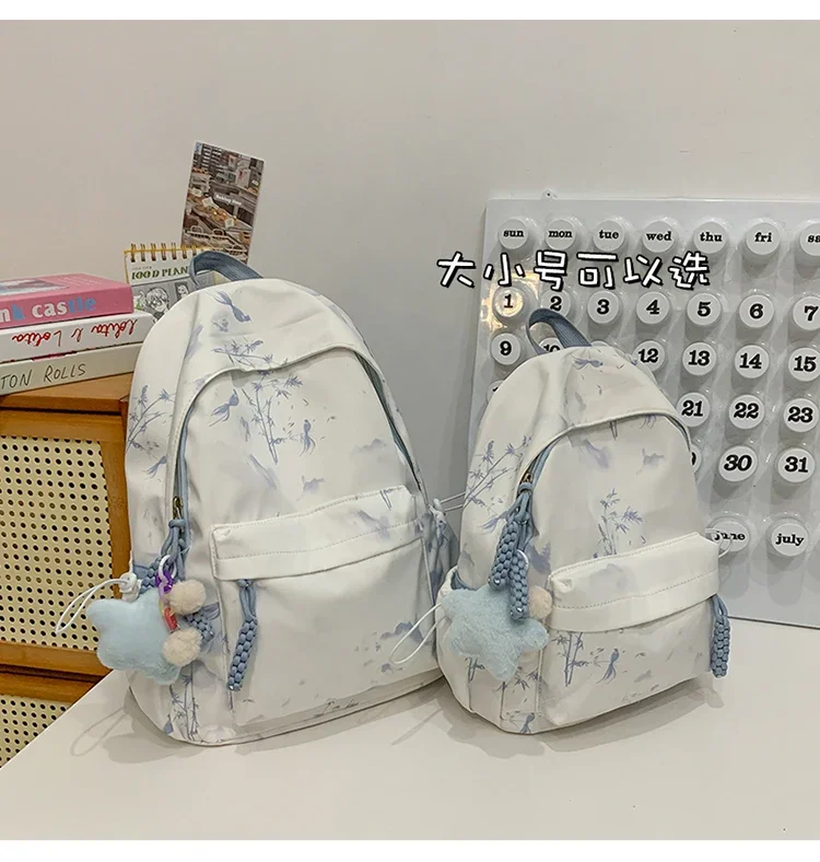 

Нейлоновый рюкзак большой емкости на молнии, женские сумки в китайском стиле, распродажа, новинка 2025 года, внутренний карман на молнии, студенческие школьные ранцы