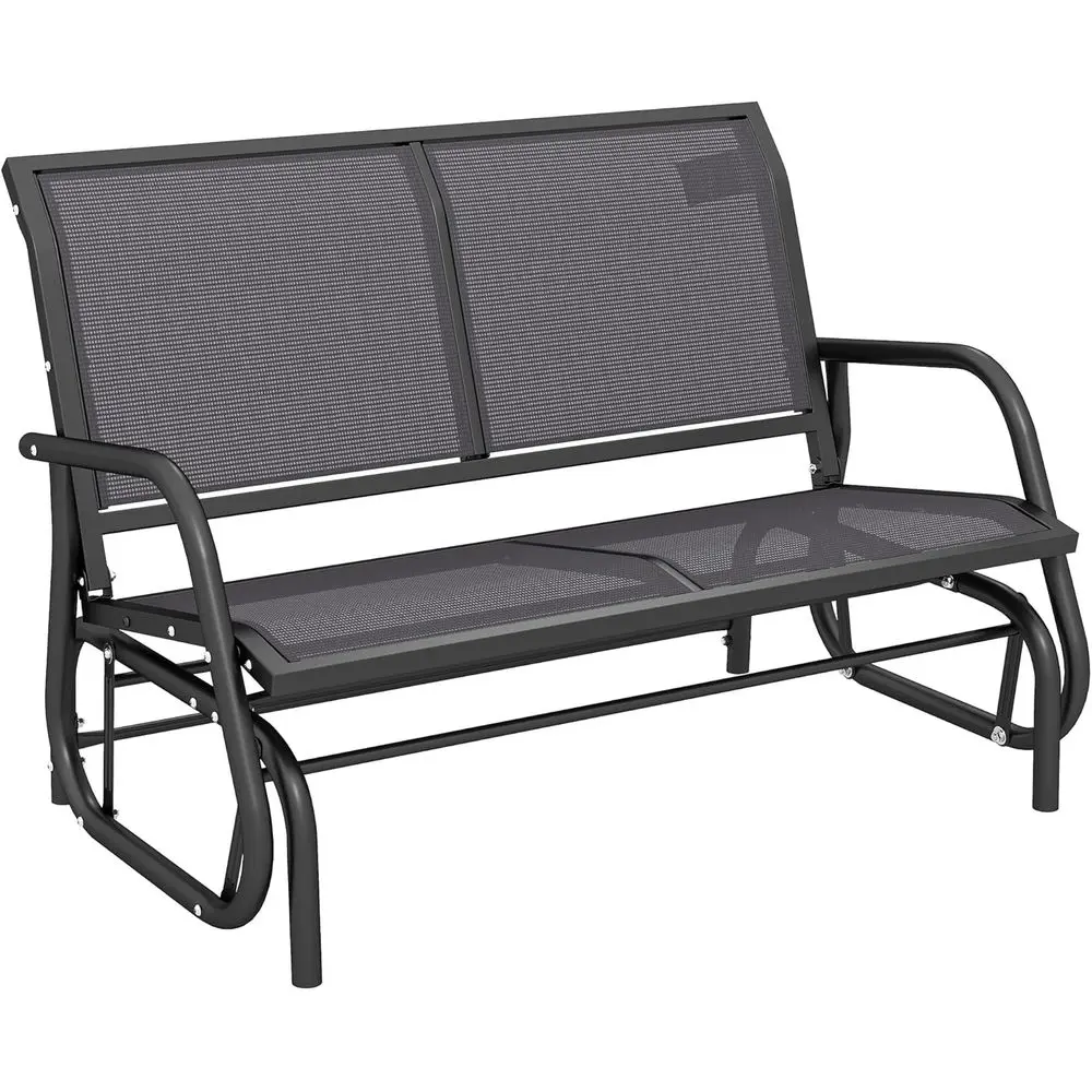 

2-Person Outdoor Glider Bench, Patio Double Swing Rocking Chair, Powder Coated Steel, Gray