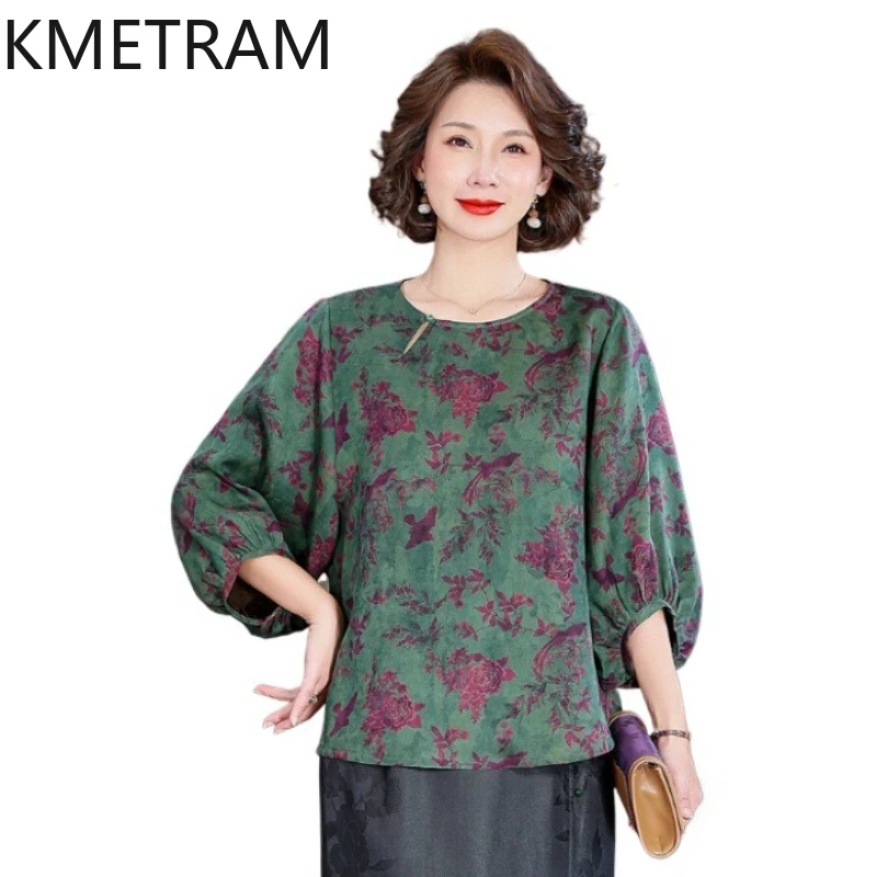KMETRAM Women Silk T Shirt 100% Mulberry Silk Xiangyun Sha T Shirts High Quality Summer Tops Woman Clothes 2026 Футболка