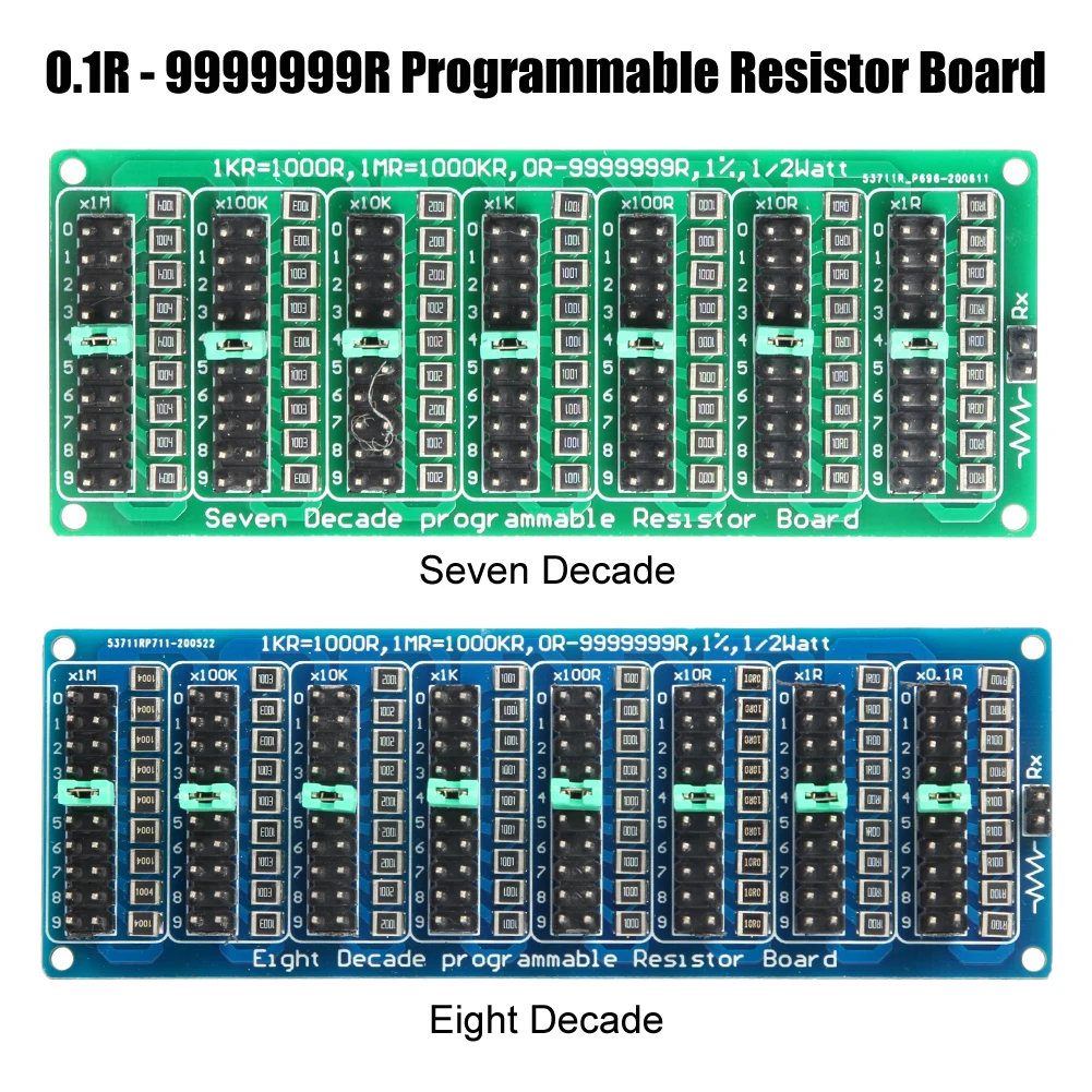 7 Seven Decade Eight Decade 0.1R - 9999999R Programmable SMD Resistor Slide Resistor Board Step Accuracy 1R 1% 1/2 W Module 200