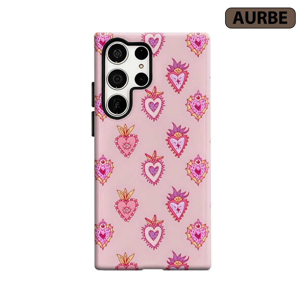 Sacred Heart Print Phone Case for Samsung Galaxy S26 S25 Ultra S24 S23 Ultra Plus Shockproof Double Layer Tough Back Cover