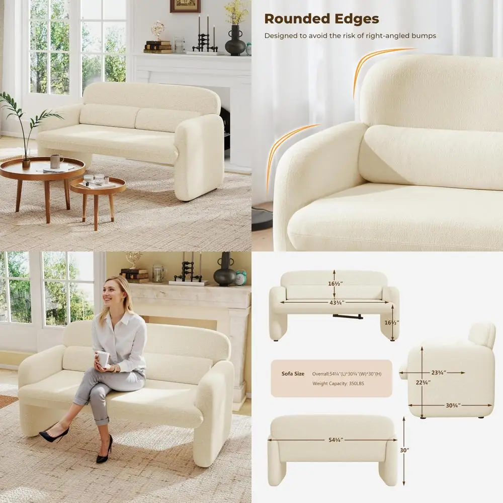 أريكة منجدة مدمجة مقاس 54 بوصة لشخصين لمساحات معيشة مريحة وبسيطة #1