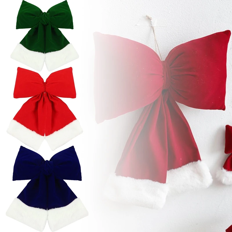 

Рождественский плюшевый бант, кулон, креативный фестиваль, тканевая лента, банты, украшение для подарочной коробки, украшения для дома, фон, атмосферный реквизит