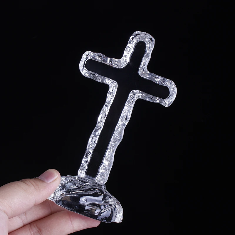 

Transparency Crystal Cross Christ Catholic Cross Statue Church Ornament Pious Religious Person Gifts Fengshui Meditation Decor