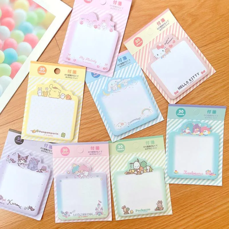 32pcs/lot Kuromi Melody Memo Pad Sanrio Cinnamoroll Little Twin Stars Sticky Note Notepad Planner Sticker Post School Supplies