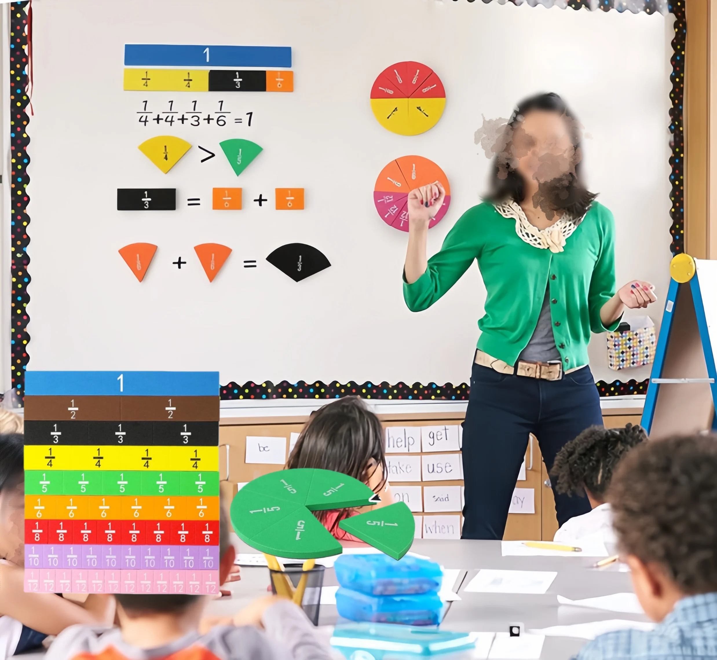 Rompecabezas de fracción magnética EVA forma redonda/forma de tira instrumento de fracciones juguetes educativos de matemáticas Montessori herramienta de aprendizaje de matemáticas