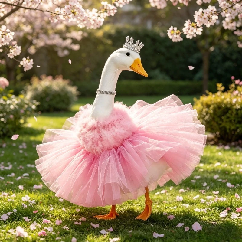 Outdoor Statue 23 Inch Goose Princess Outfit Ballet Tutu Skirt with Crown Feather Rhinestone Necklace Included Soft Tulle Great