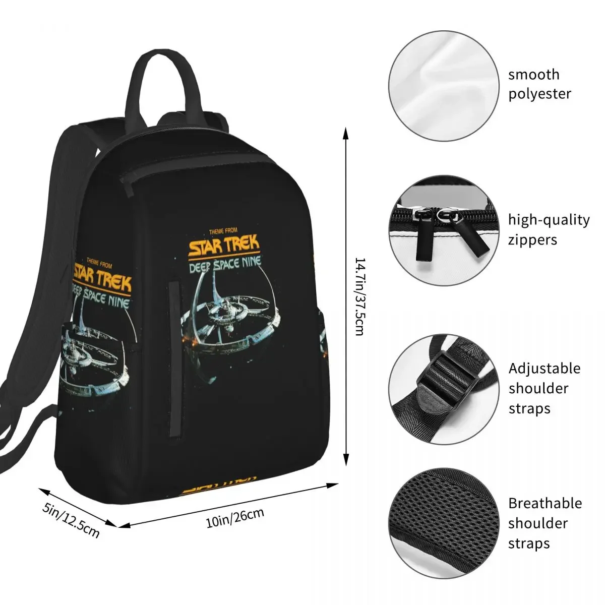 Stars Treks Deep Space Nine Space Station Backpack Student BookBag Kids School Bag Laptop Shoulder Bags Boys Girls