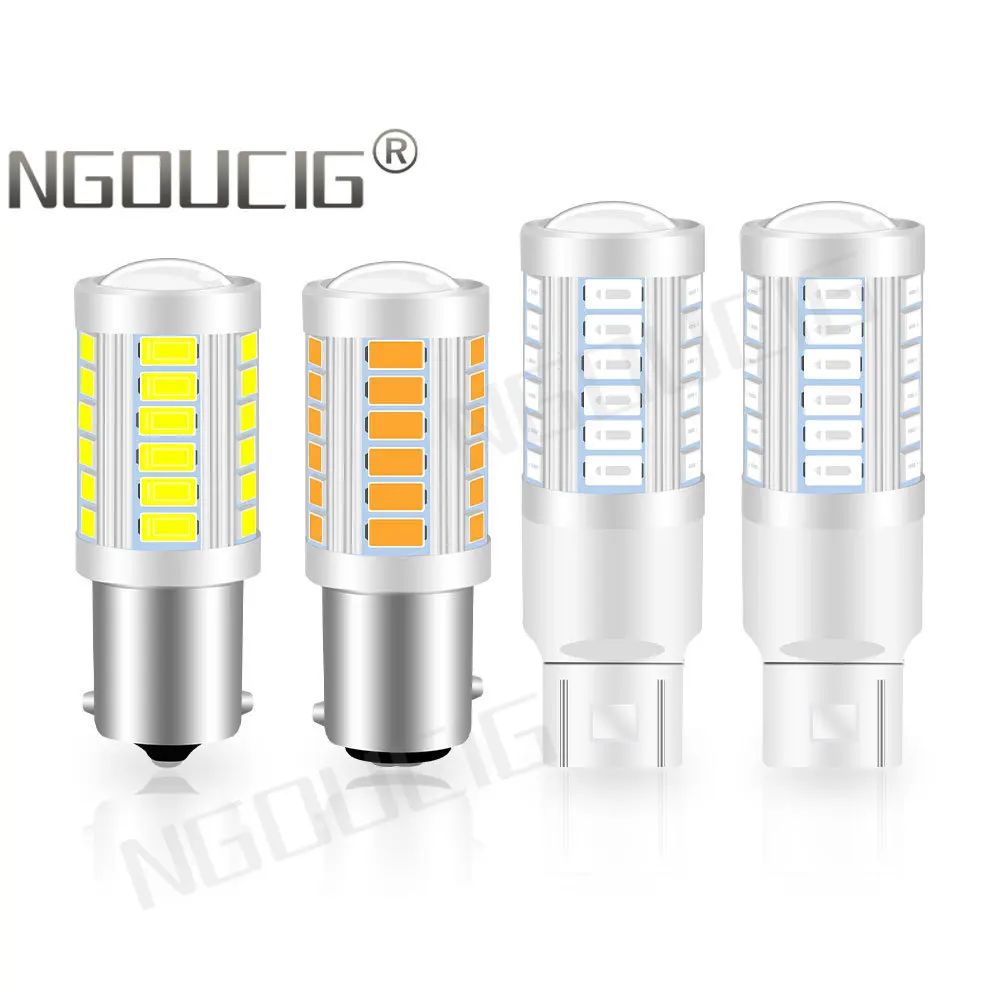 

NGOUCIG 2 шт. 1157 1156 Led W21W T20 P21W 7440 7443 BA15S BAY15D WY21W P21/5W W21/5W Автомобильная сигнальная лампа R5W R10W светильник 5630