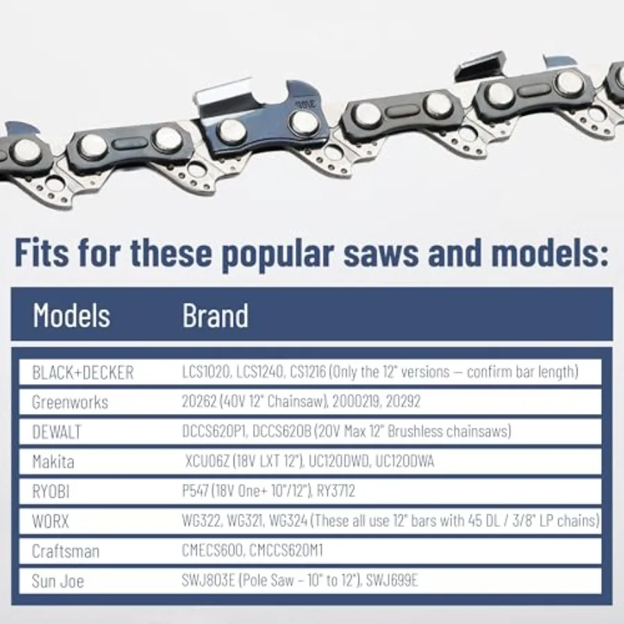 UNCO- سلسلة المنشار 12 بوصة 3 عبوات 3/8 بوصة LP الملعب 0.050 بوصة مقياس 45 وصلات محرك سلسلة شفرة المنشار #5