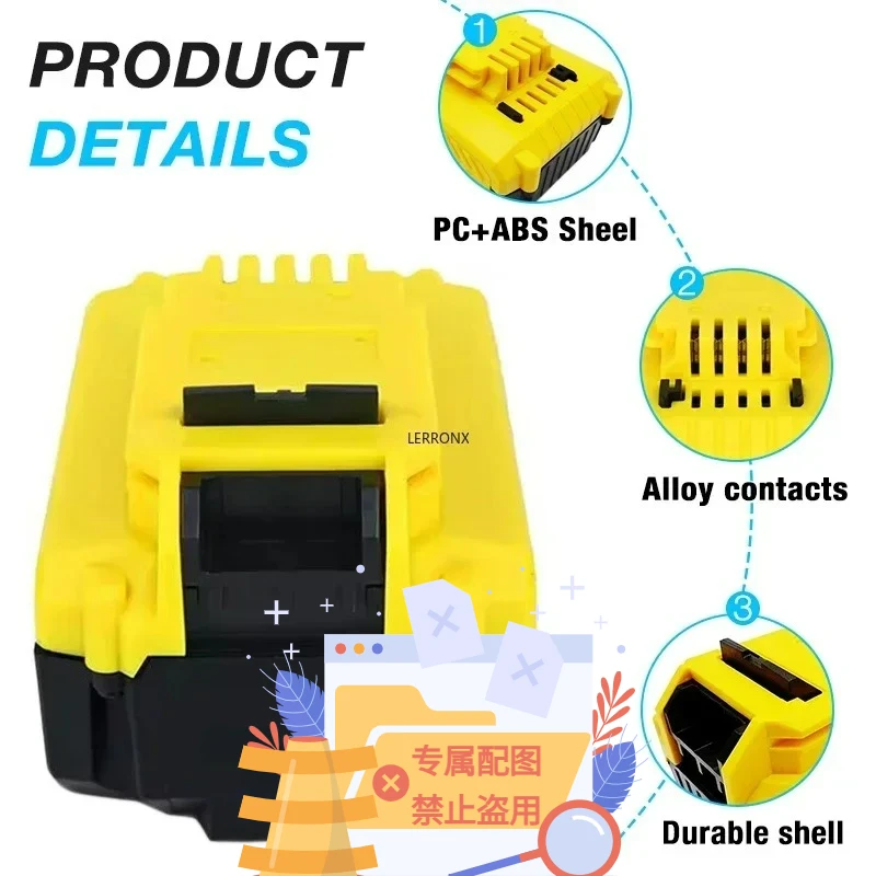 Batería Recargable de Iones de Litio de 6000mAh/8000mAh y 18V para Herramientas Eléctricas Inalámbricas Stanley Fatmax PCC685L FMC687L FMC688L LBX20 LBXR20