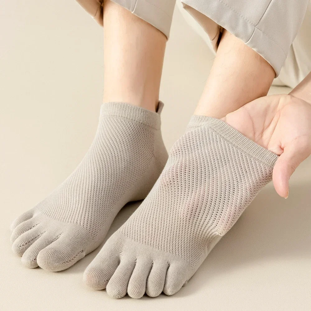 3 Paar Zehensocken für Herren, Sommer, dünne Netz-Söckchen mit separaten Fingern, Fünf-Finger-Socken, Sport, hochwertige Baumwolle