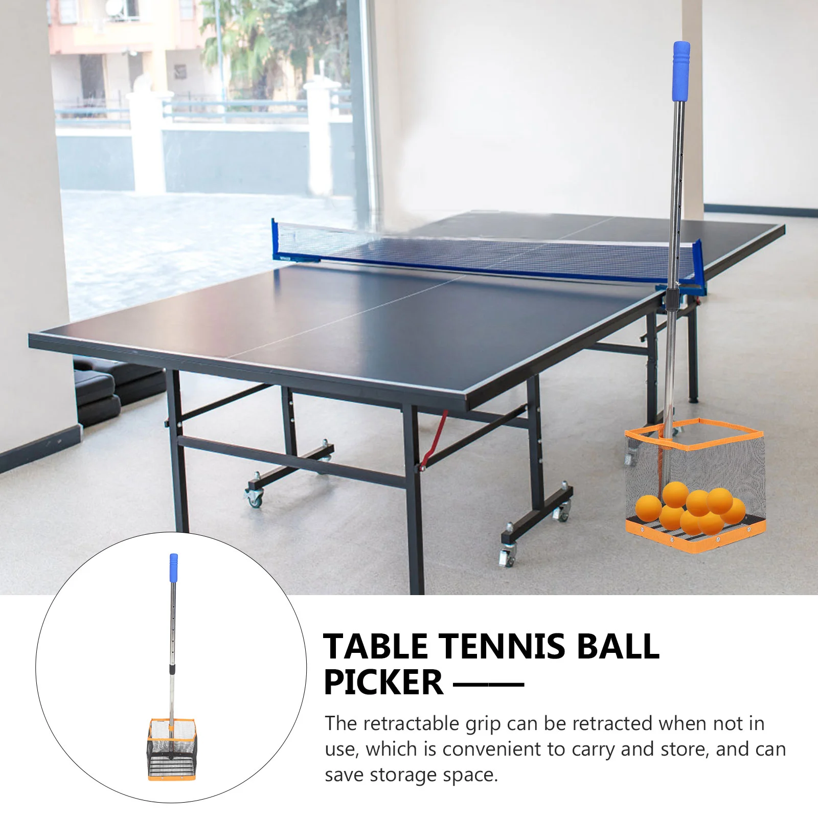 Table Tennis Ball Picker Holder Collector Small Pickers Telescopic Handle Retriever Pingpong Picking Container