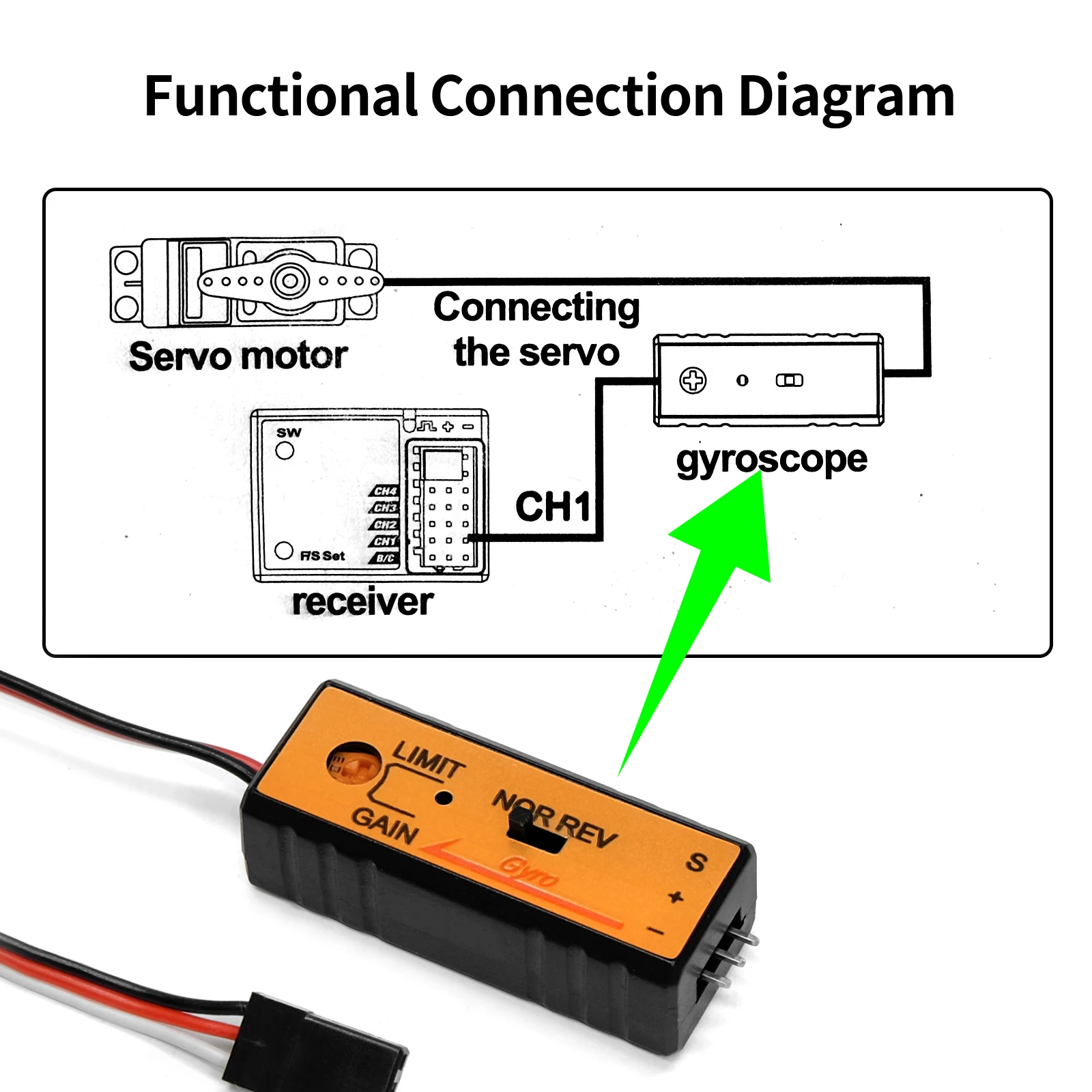 RCXAZ Mini atualização giroscópio controle de estabilidade para carros de esteira RC, barcos, pilotos de deriva, caminhões monsteres