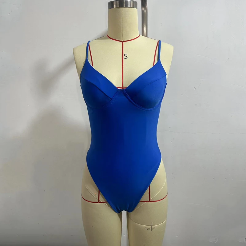 BEACHCICI Bikini de una pieza para mujer, traje de baño Sexy con tirantes, cuello en V sólido, Espalda descubierta, atado, vacaciones en la playa