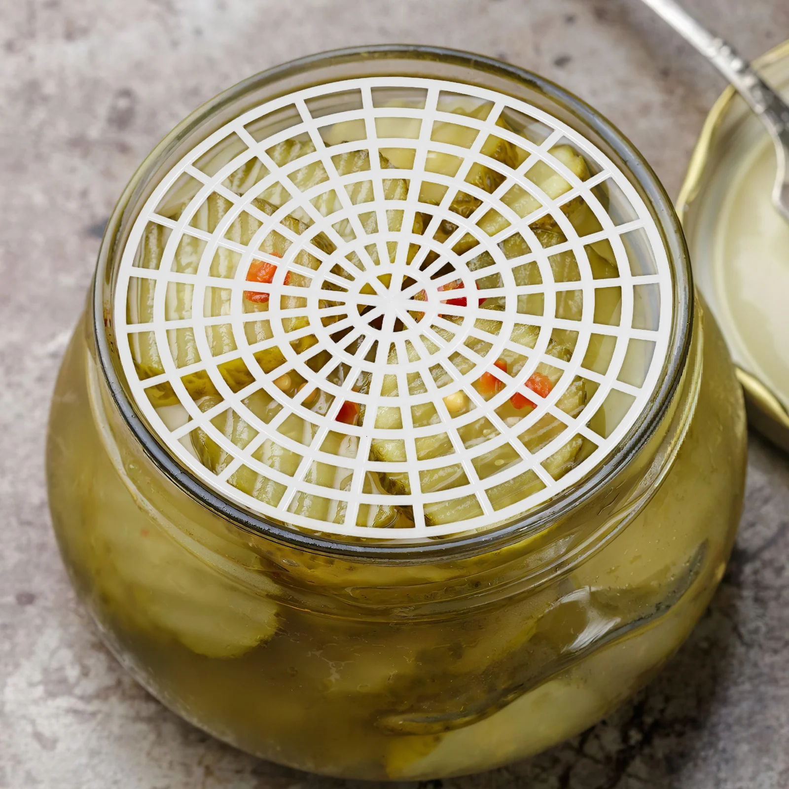 

5pcs Pickled Vegetable Press Tool Multifunctional Fermentation Jar Weight For Kimchi Pickle Rack Small Mesh Net Plastic Press