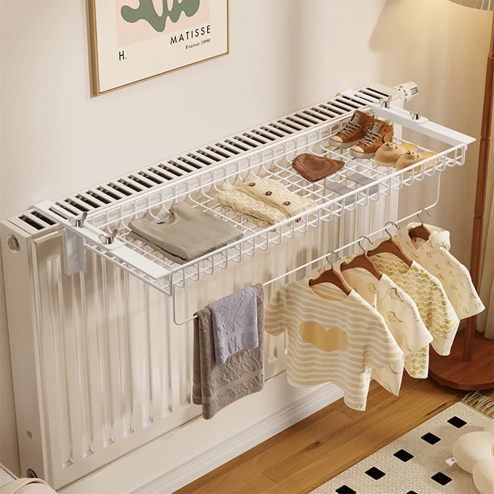 Punchfree Radiator Towel Rack with Adjustable Design for Heating Pipes Long Lasting Iron Construction Heat Resistant
