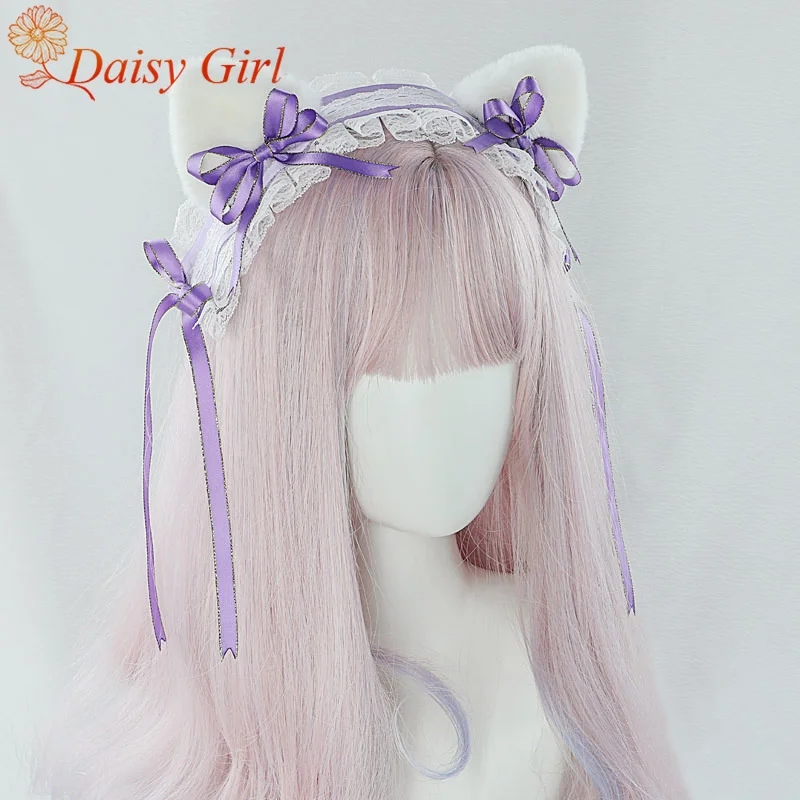 New Lolita Headwear Cute Plush Astrology Cat BB clip Comic Convention Cosplay Fashion Dual-Purpose Bow Accessories Hair Bands