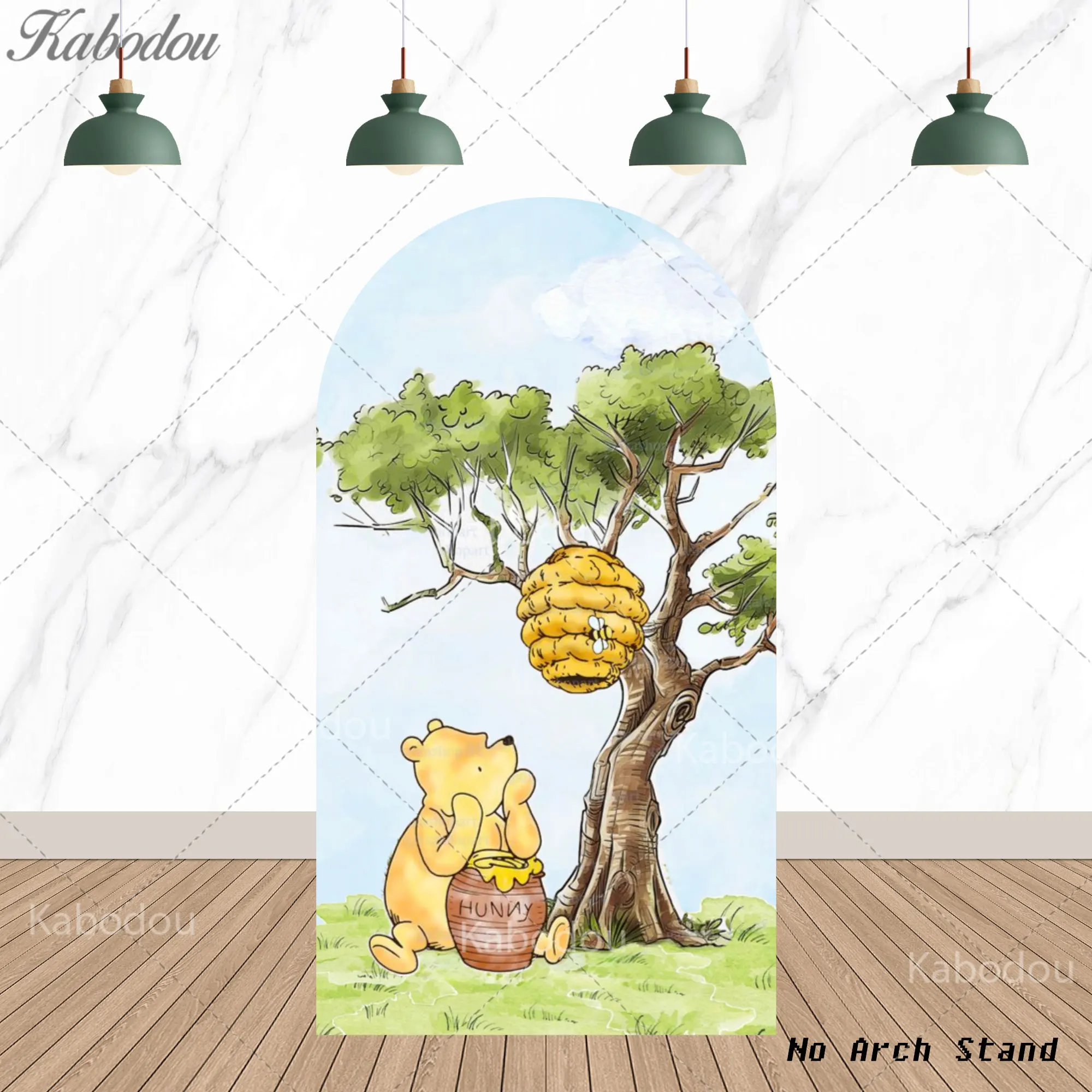 Winnie the Pooh Arch Background Photo Cover Boy Girls Newborn Baby Shower Kid 1st Birthday Party Backdrop Photography Prop Decor