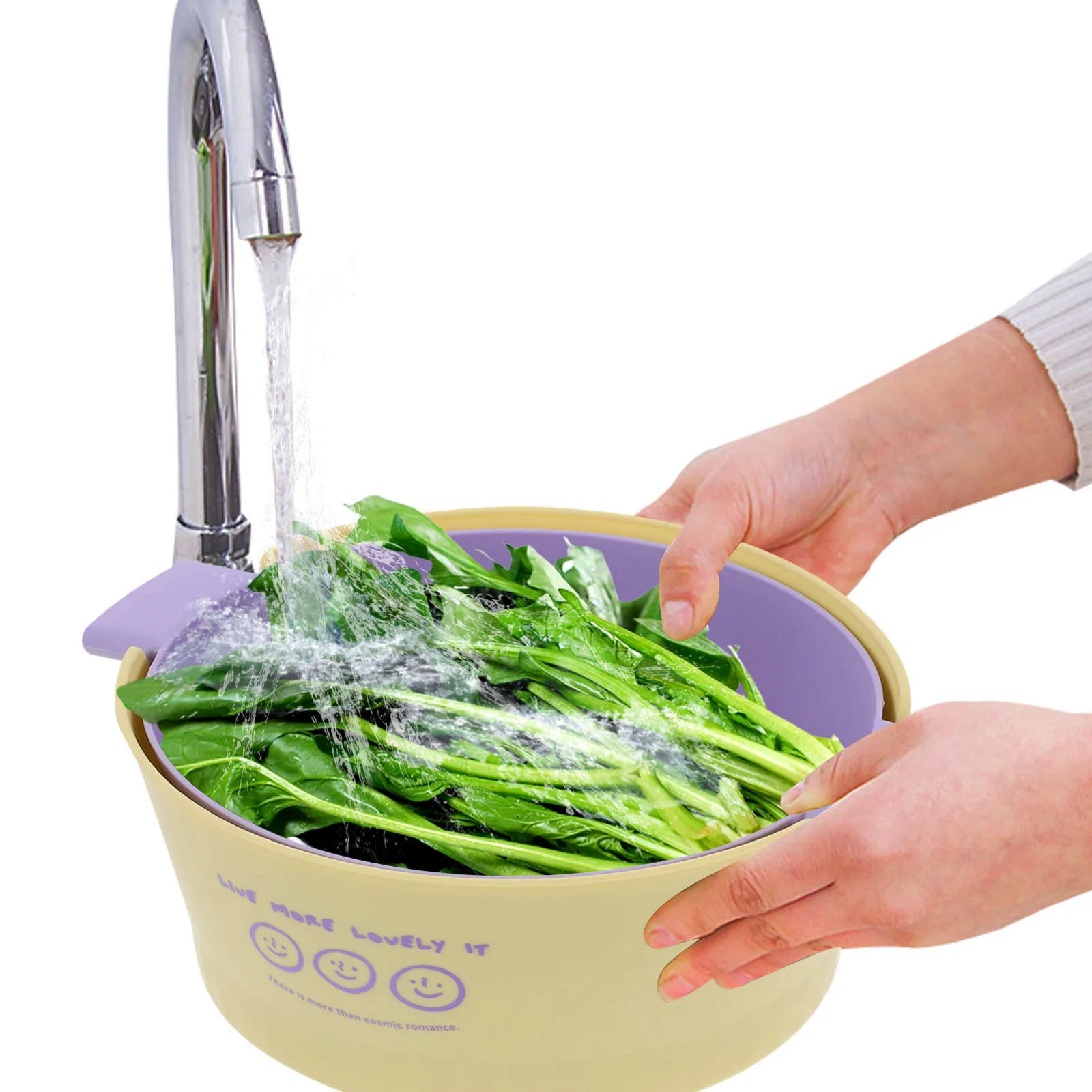 

1 set Double Layer Drain Basket Kitchen Colanders Vegetable Fruit Washing Bowl Storage Holder Filter Basket For Kitchen