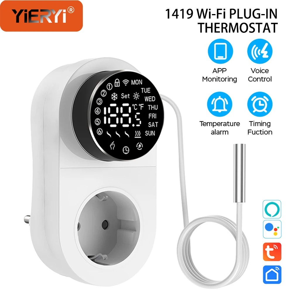 Smart WiFi Thermostat Plug Socket Digital Temperature Controller with APP & Voice Control for Heating Cooling Aquarium Plants