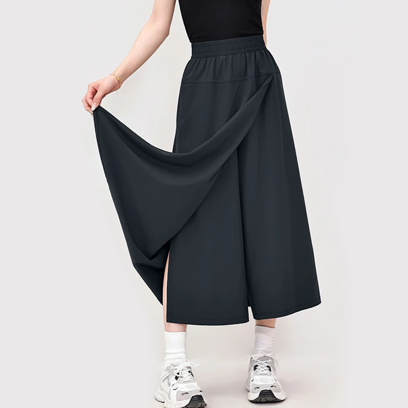 Spring and Summer Hot Women's Culottes, Loose Yamamoto Skirt Sports Skirt Split Casual Pants High Waist Slimming Cropped Skirt