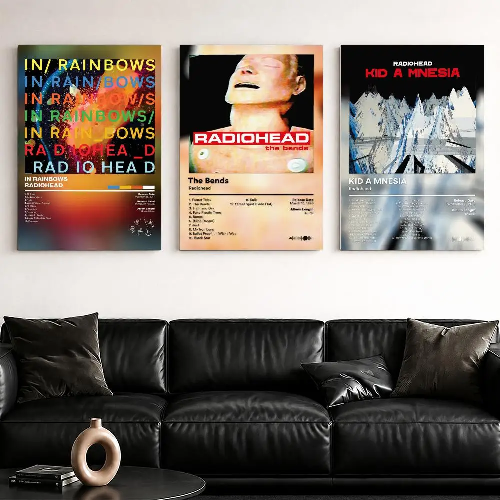 Band Album R-RadioheadS Framed Wall Painting Ready to Hang Canvas Poster for Bedroom Living Room Hallway Home Decor Gift