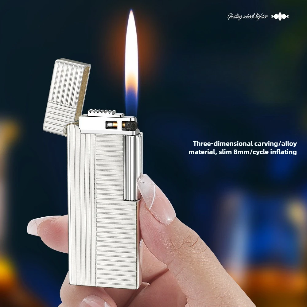 

Шлифовальный круг, раздвижная надувная зажигалка с открытым пламенем, металлическая зажигалка, модная ультратонкая надувная зажигалка, подарочные гаджеты