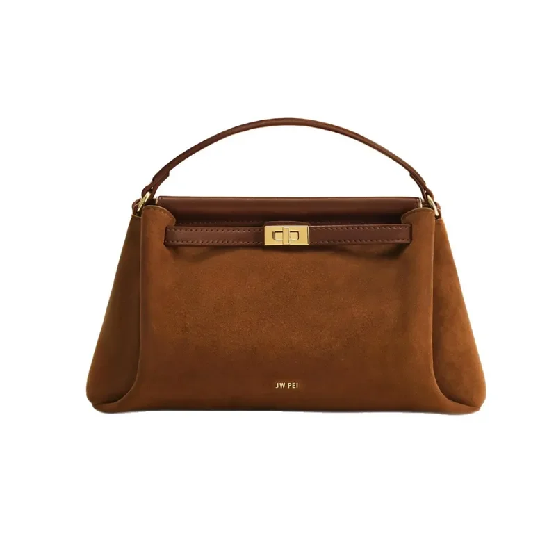 Small Square Crossbody Bag for Women Premium Niche Designer Style Carmen Lock Closure Soft Vegan Leather Material Elegant