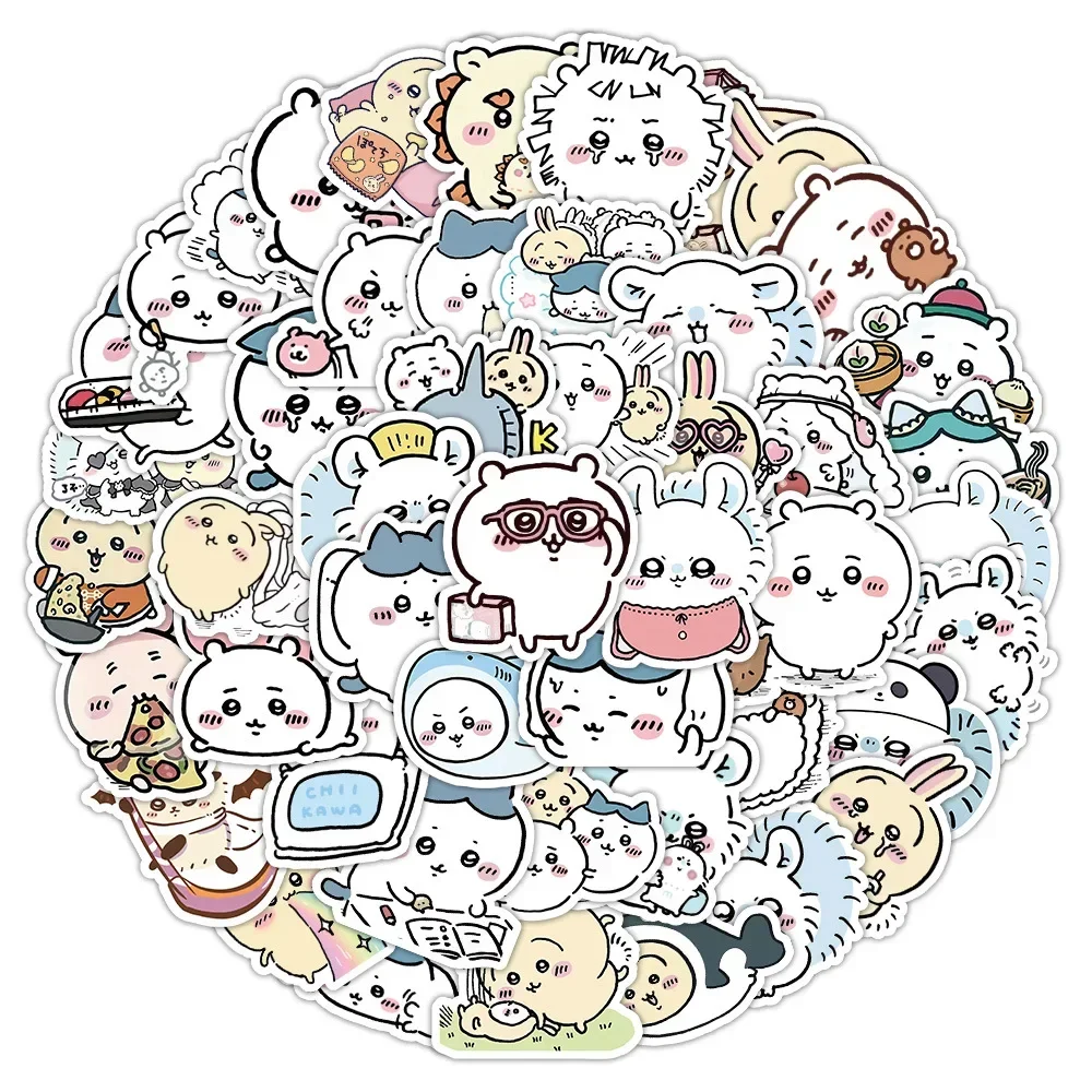 60 pezzi simpatici adesivi Chiikawa fai da te vinile impermeabile scrapbook cassa del telefono tazza d'acqua adorabile cartone animato anime adesivo giocattolo regalo per bambini