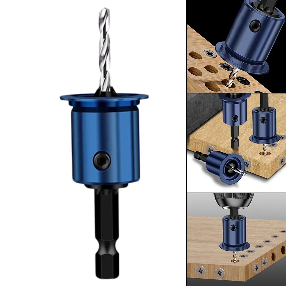 Punta da trapano con codolo esagonale da 10 mm Limitatore di nucleo Svasatore Punte Router Bit Limite Opener Lavorazione del legno Svasatore Punta da trapano Strumento