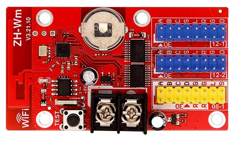 ZH-Wm LED Display Control Card WiFi Single Color Screen Controller Support Multi-Platform Edit HUB12 T08 Interface