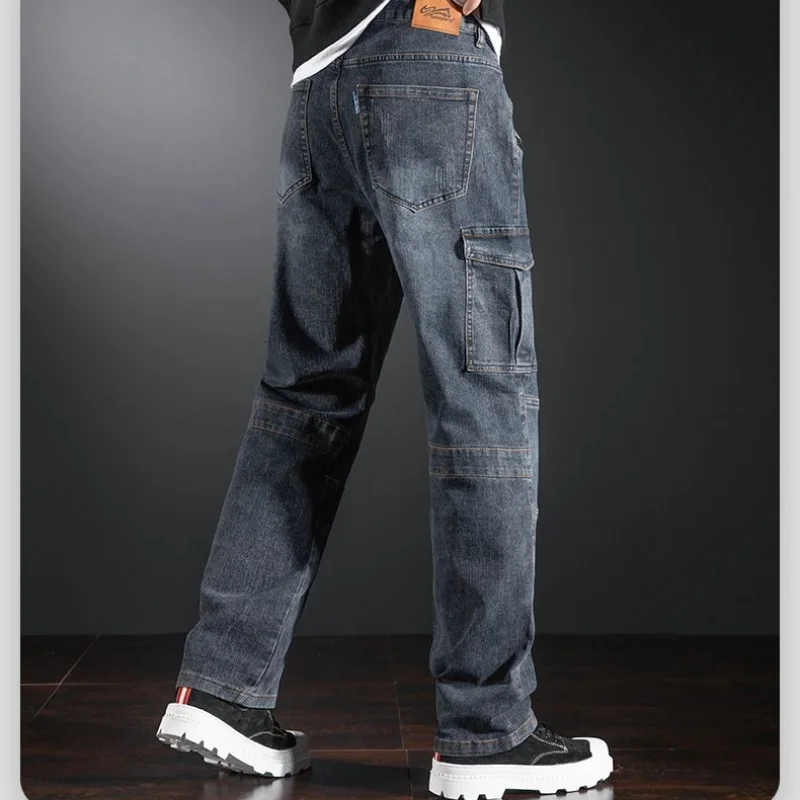 2024 New Men's Jeans Outdoor Sports Jogging Cargo Pants Street Style Multi-Pocket Fashion Large Size Loose Jeans Men's Clothing
