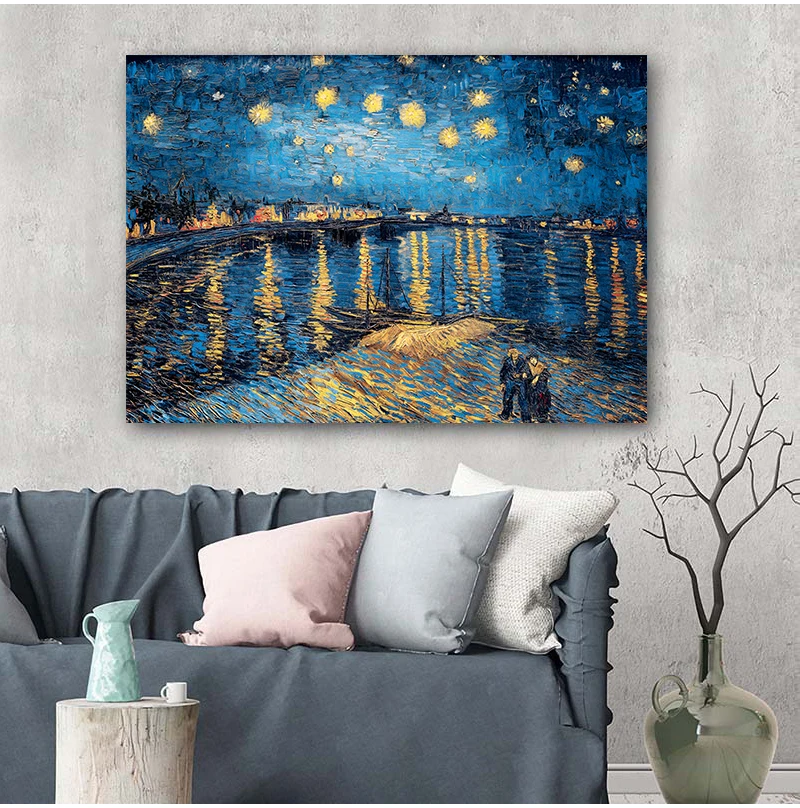 Van Gogh Sternennacht Abstrakte Landschaft Leinwand-Poster Berühmter Klassischer Wandkunstdruck Dekoratives Bild Modernes Wohnzimmer-Dekor