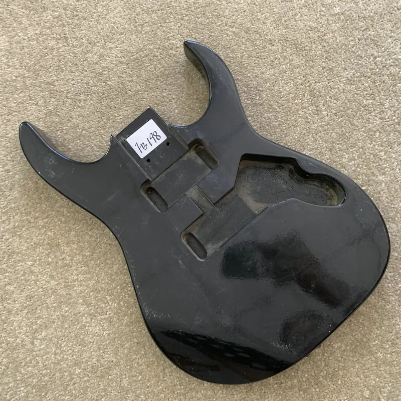

FB198 Unfinished Electric Guitar Body Black Color Damaged Custom Bridges+Humbucker Pickups for DIY Replace Right Hand