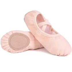 Girls Ballet Shoes Canvas Split-Sole  Lightweight Ventilate Flats Shoes Crossed Instep Elastics Gymnastics shoes