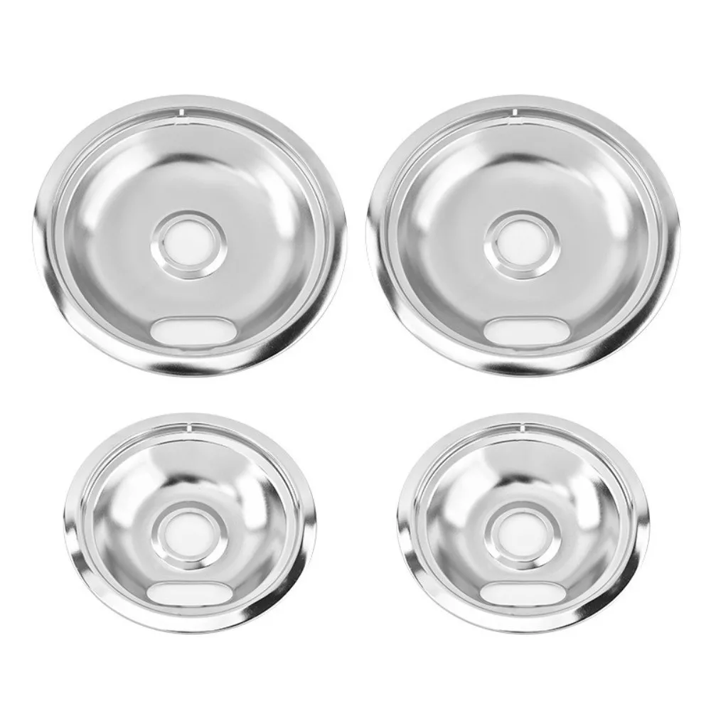 Chrome Plated Steel Drip Pans Set 6-Inch Size Durable Stove Burner Drip Pan 8-Inch Size Universal Fit Burner Bowls Set
