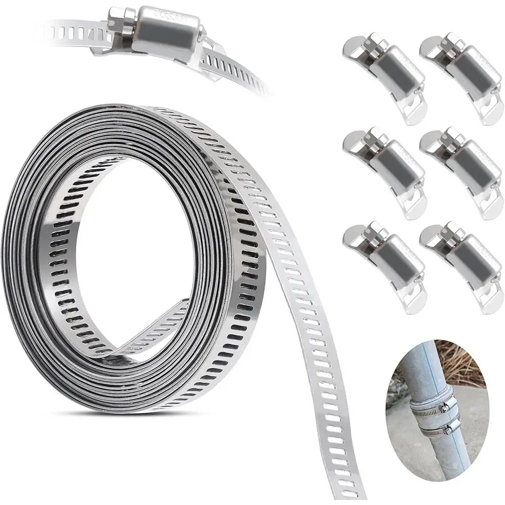 New 304 Stainless Steel Hose Clamps Adjustable Large Worm Gear Clip Clamp Fasteners Pipe Tube